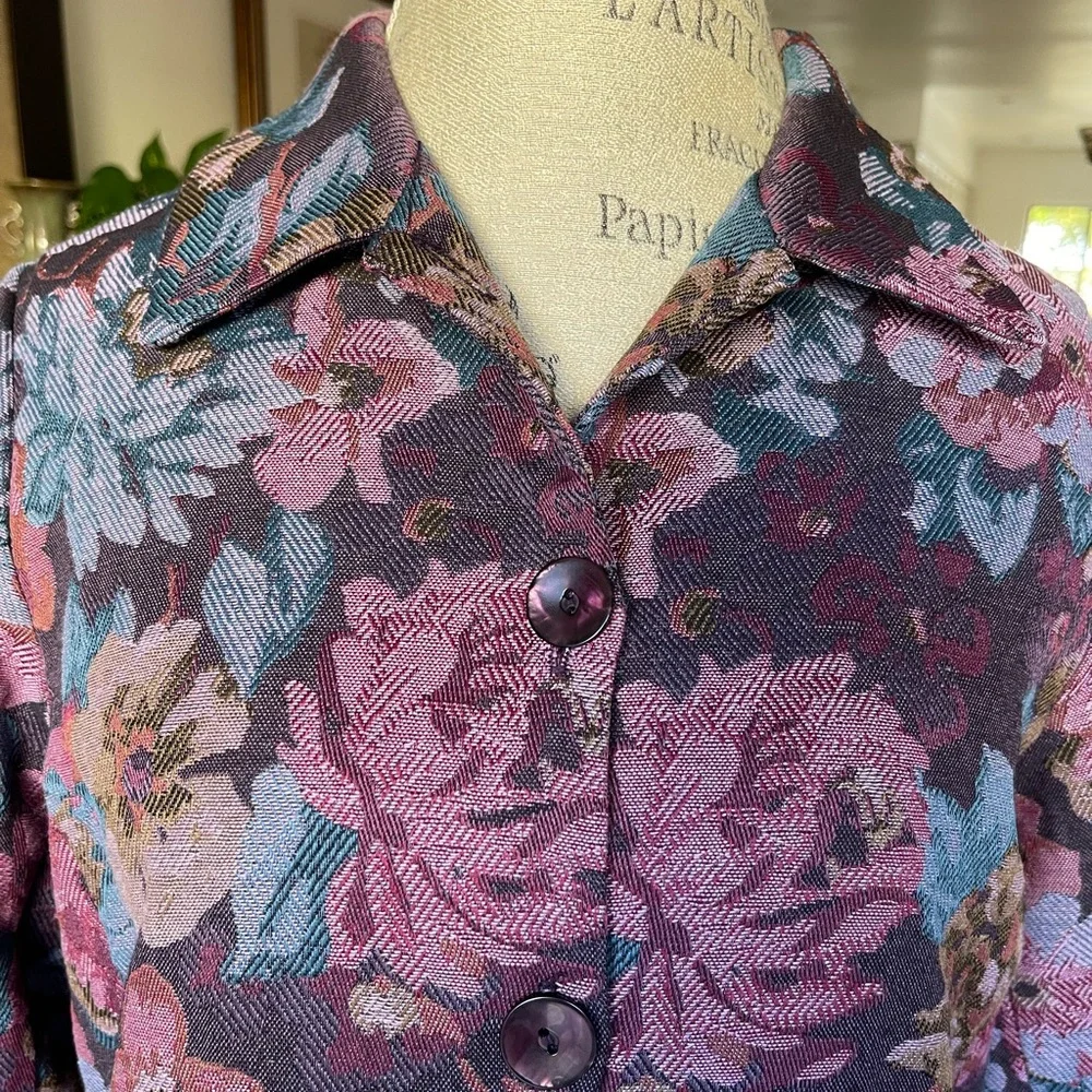 THE TOG SHOP Floral Tapestry Jacket Blue Mauve Plum Olive Pockets EXCEPT…